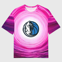 Футболка оверсайз мужская Даллас Маверикс в розовом водовороте, цвет: 3D-принт