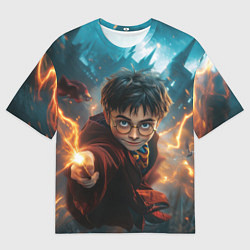 Мужская футболка оверсайз Гарри Поттер - магия