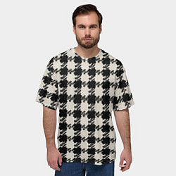 Футболка оверсайз мужская Черно белая гусиная лапка, цвет: 3D-принт — фото 2