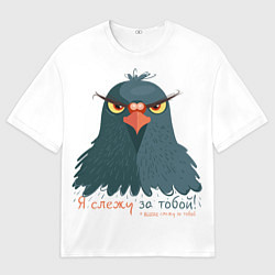 Мужская футболка оверсайз Злой голубь