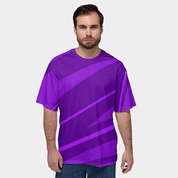 Футболка оверсайз мужская Фиолетовый однотонный абстракция с полосой, цвет: 3D-принт — фото 2