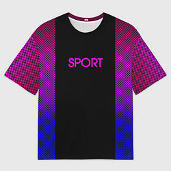 Мужская футболка оверсайз Sport сине-розовый текстура