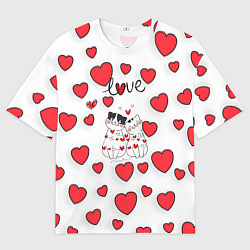 Мужская футболка оверсайз Кошачья романтика