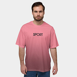 Футболка оверсайз мужская Sport розовый текстурный, цвет: 3D-принт — фото 2