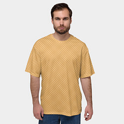 Футболка оверсайз мужская Песочный жёлто-бежевый однотонный текстура лоскуты, цвет: 3D-принт — фото 2