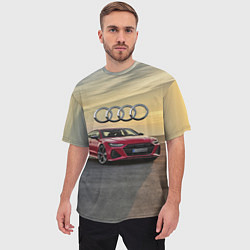 Футболка оверсайз мужская Audi RS 7 на закате солнца, цвет: 3D-принт — фото 2