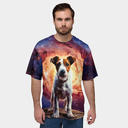 Футболка оверсайз мужская Фокстерьер в космосе, цвет: 3D-принт — фото 2