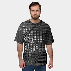 Футболка оверсайз мужская Тёмный чёрно-серый абстарктный, цвет: 3D-принт — фото 2