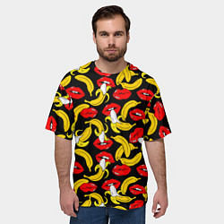 Футболка оверсайз мужская Губы и бананы, цвет: 3D-принт — фото 2