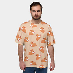 Футболка оверсайз мужская Паттерн с забавными щенками породы корги, цвет: 3D-принт — фото 2