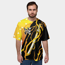 Футболка оверсайз мужская Zenitsu Agatsuma - Kisatsutai, цвет: 3D-принт — фото 2