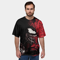 Футболка оверсайз мужская Веном на красном, цвет: 3D-принт — фото 2
