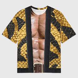 Мужская футболка оверсайз Накаченное мужское тело в змеином наряде