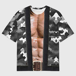 Мужская футболка оверсайз Мужское накаченное тело в камуфляже