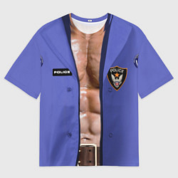 Мужская футболка оверсайз Костюм полицейского с накаченным торсом