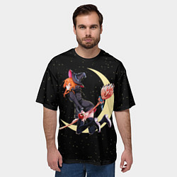 Футболка оверсайз мужская Ведьма с яблоком летит на метле, цвет: 3D-принт — фото 2
