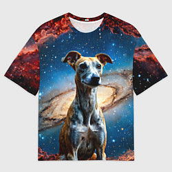 Футболка оверсайз мужская Уиппет в космосе, цвет: 3D-принт