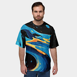 Футболка оверсайз мужская Синяя волна из красок, цвет: 3D-принт — фото 2
