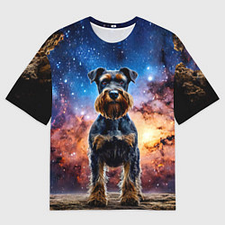 Футболка оверсайз мужская Ризеншнауцер в космосе, цвет: 3D-принт