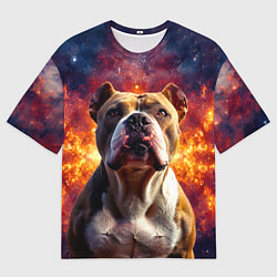 Футболка оверсайз мужская Американский булль в космосе, цвет: 3D-принт