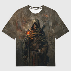 Мужская футболка оверсайз Бродячий воин-скелет