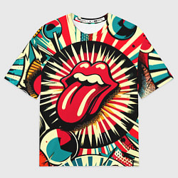 Футболка оверсайз мужская Logo of the Rolling Stones - pop art, цвет: 3D-принт