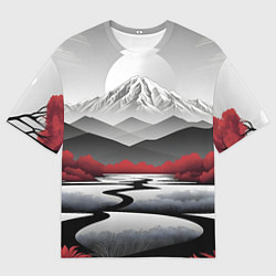 Мужская футболка оверсайз Белые горы и красные деревья