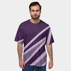 Футболка оверсайз мужская Фиолетовый абстрактный с полосой, цвет: 3D-принт — фото 2