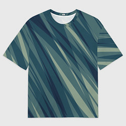 Футболка оверсайз мужская Зеленовато-синий полосы, цвет: 3D-принт