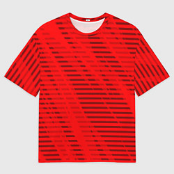 Футболка оверсайз мужская Красный полосатый, цвет: 3D-принт