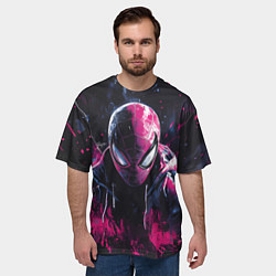 Футболка оверсайз мужская Человек-паук и розовая краска, цвет: 3D-принт — фото 2