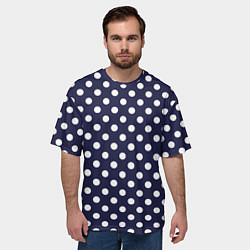Футболка оверсайз мужская Синий в белый горошек, цвет: 3D-принт — фото 2