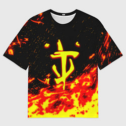 Футболка оверсайз мужская Doom огненное лого, цвет: 3D-принт