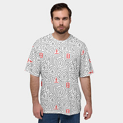 Футболка оверсайз мужская Серые будни и красные выходные иероглифами, цвет: 3D-принт — фото 2