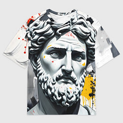 Футболка оверсайз мужская Античный портрет и краска, цвет: 3D-принт