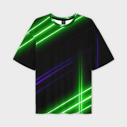 Футболка оверсайз мужская Green pink purple line, цвет: 3D-принт