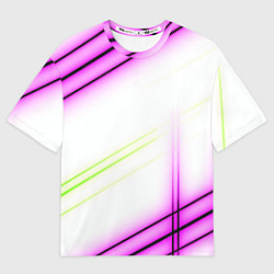 Футболка оверсайз мужская Green white pink line, цвет: 3D-принт