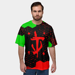 Футболка оверсайз мужская Doom лого соты текстура, цвет: 3D-принт — фото 2