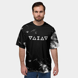 Футболка оверсайз мужская Ведьмак лого серые краски, цвет: 3D-принт — фото 2