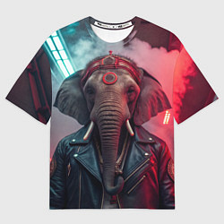 Футболка оверсайз мужская Cyberpunk elephant, цвет: 3D-принт