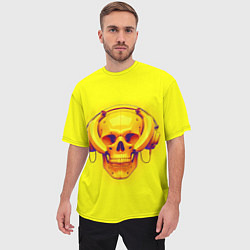 Футболка оверсайз мужская Yellow bananas skull - cyberpunk, цвет: 3D-принт — фото 2