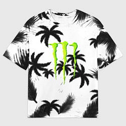 Футболка оверсайз мужская Monster energy пальмы, цвет: 3D-принт