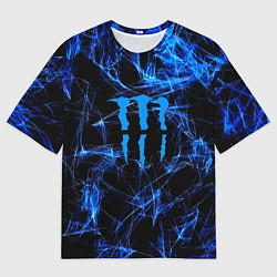 Футболка оверсайз мужская Monster energy искры дымы, цвет: 3D-принт