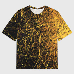 Футболка оверсайз мужская Золотые царапины текстура, цвет: 3D-принт