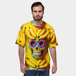 Футболка оверсайз мужская Мексиканские черепа и бананы - паттерн, цвет: 3D-принт — фото 2