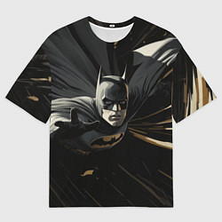 Футболка оверсайз мужская Бэтмен черный плащ, цвет: 3D-принт