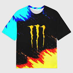 Футболка оверсайз мужская Monster energy огненные краски, цвет: 3D-принт