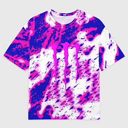 Футболка оверсайз мужская Monster energy краски гранж, цвет: 3D-принт