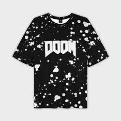 Футболка оверсайз мужская Doom белые краски всплеск, цвет: 3D-принт