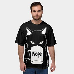 Футболка оверсайз мужская Angry black cat nope, цвет: 3D-принт — фото 2